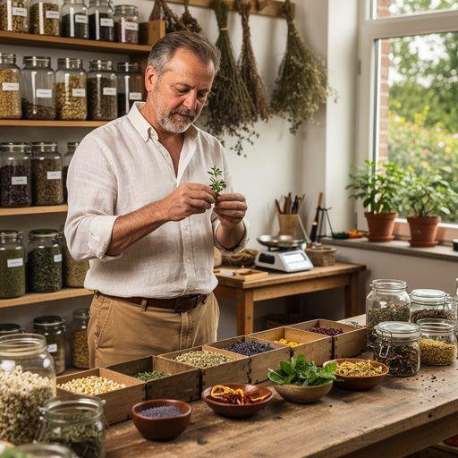 Gros plan sur un assortiment de sachets de thé bio aux arômes variés et apaisants.