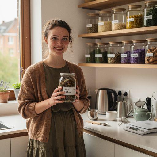 Tableau de présentation des ingrédients naturels, incluant des épices et des fleurs colorées.