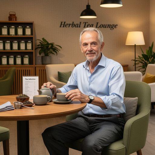 Moment de détente avec une tasse de thé aux herbes, entourée de livres et d'une bougie parfumée.